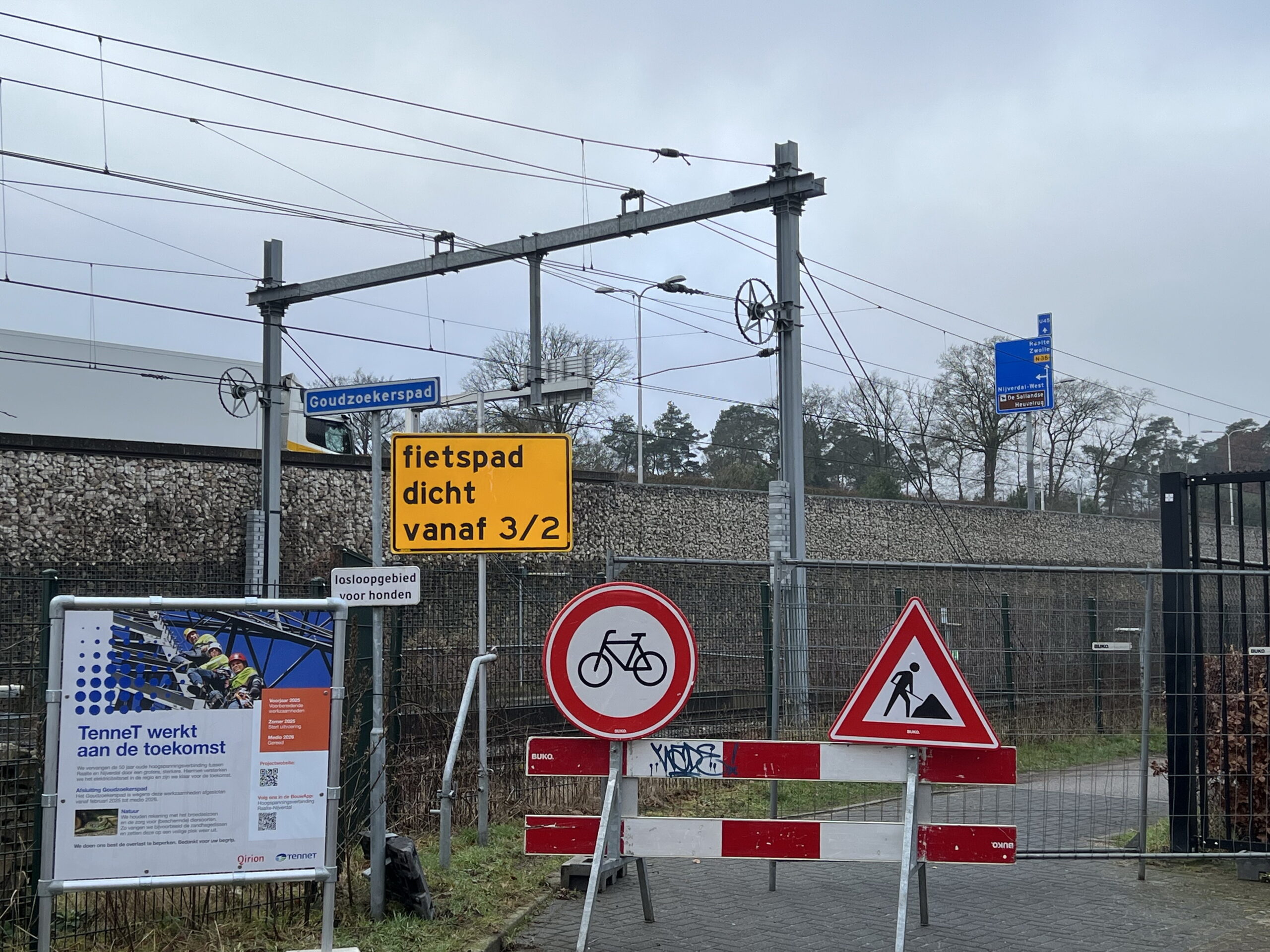 Fietspad Goudzoekerspad ruim jaar dicht voor nieuwe hoogspanning